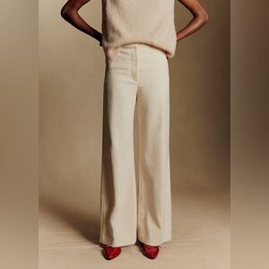 NWT Sézane Matheo Trousers in Velvet/Ecru Size 4/36